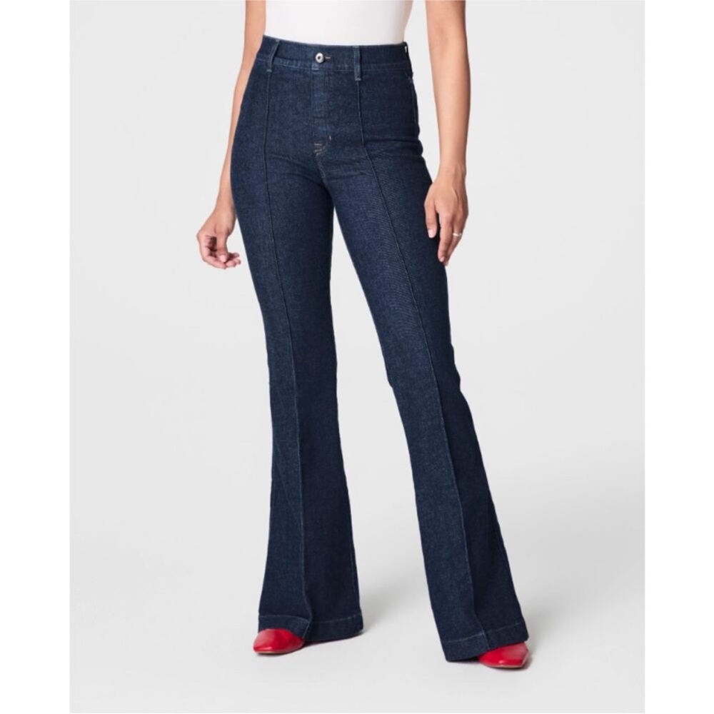 High-Waist Dark Blue Flare Jeans for Women